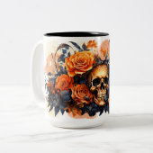 怖いハロウィーンスカルセラミックマグカップ ツートーンマグカップ (正面左)