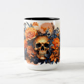 怖いハロウィーンスカルセラミックマグカップ ツートーンマグカップ (中央)