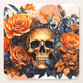 怖いハロウィーンスカル紙コースター スクエアペーパーコースター (正面)