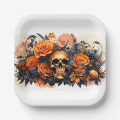 怖いハロウィーンスカル紙プレート ペーパープレート (正面)