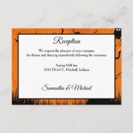 怖いハロウィーンツリーウェディングレセプション エンクロージャーカード