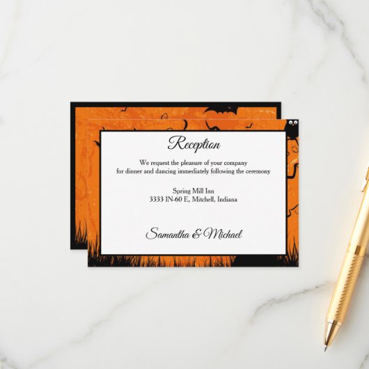 怖いハロウィーンツリーウェディングレセプション エンクロージャーカード (正面/裏面インサイチュ)