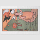 怖いハロウィーンナイトの可愛いヴィンテージガール 薄葉紙 (正面)