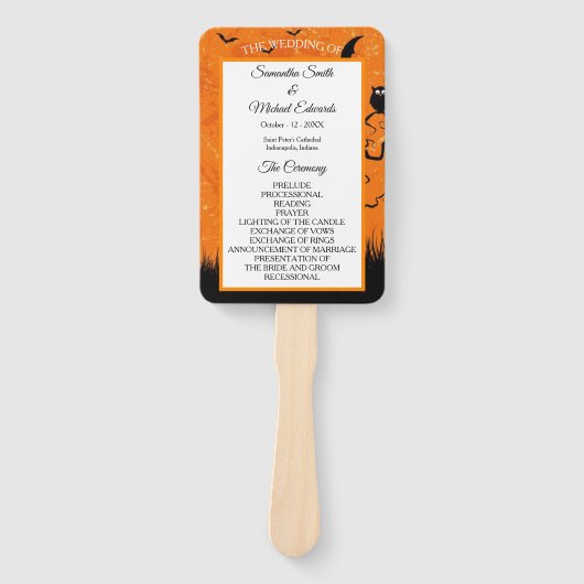 怖いハロウィーンパーソナライズ結婚式 プログラム ハンドファン (正面)