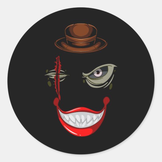 怖いハロウィーンピエロキャラクターホラー映画悪 ラウンドシール (正面)