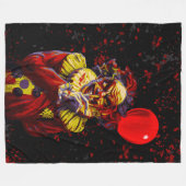 怖いハロウィーンピエロホラー映画 フリースブランケット (正面(横))