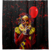 怖いハロウィーンピエロ衣装パーティー シャワーカーテン (正面)