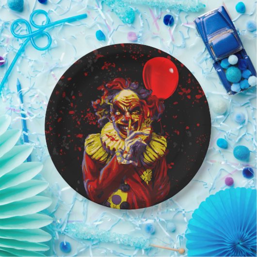 怖いハロウィーンピエロ衣装パーティー ペーパープレート (パーティー)