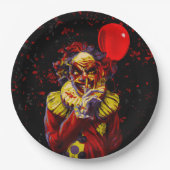 怖いハロウィーンピエロ衣装パーティー ペーパープレート (正面)
