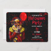 怖いハロウィーンピエロ衣装パーティー 招待状 (正面)