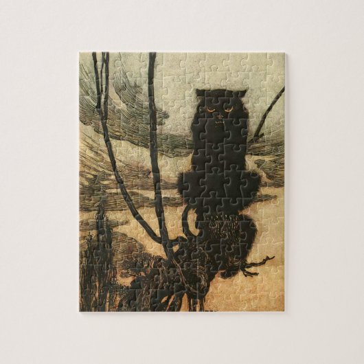 怖いハロウィーンブラックキャットヴィンテージラッカム ジグソーパズル (縦)