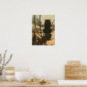 怖いハロウィーンブラックキャットヴィンテージラッカム ポスター (キッチン)