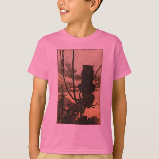 怖いハロウィーンブラックキャットヴィンテージラッカム Tシャツ (正面)