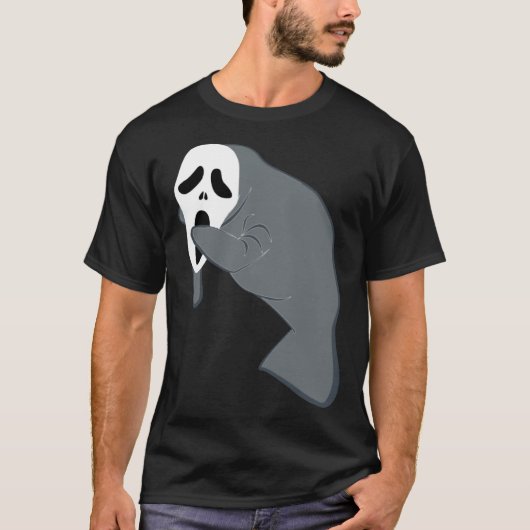 怖いハロウィーンマスクシーカウデュゴを着たマナティー Tシャツ (正面)