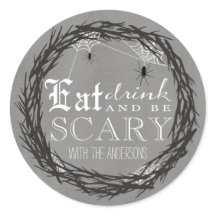 怖いハロウィーンラウンドステッカー