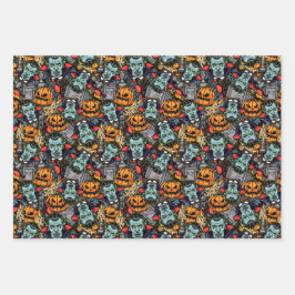 怖いハロウィーンヴァンパイアパンプキンズ墓石 ラッピングペーパーシート