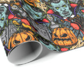 怖いハロウィーンヴァンパイアパンプキンズ墓石 ラッピングペーパー (ロールコーナー)