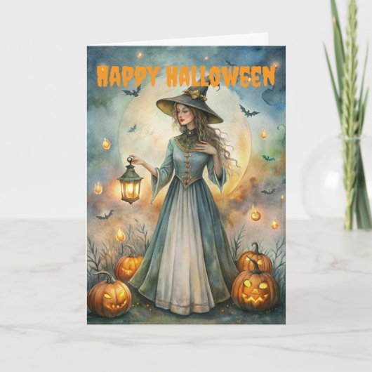 怖いハロウィーン不気味な魔女 シーズンカード (正面)