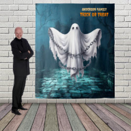 怖いハロウィーン墓地と幽霊 タペストリー