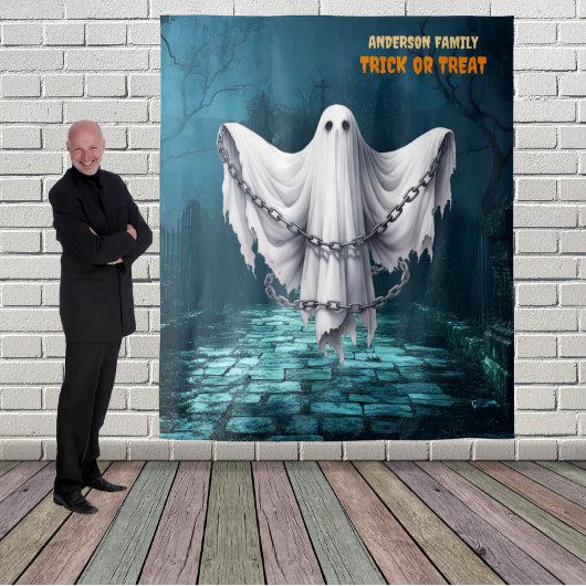 怖いハロウィーン墓地と幽霊 タペストリー