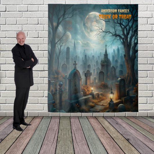 怖いハロウィーン墓地 タペストリー