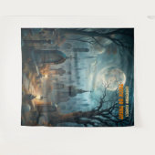 怖いハロウィーン墓地 タペストリー (正面(横))