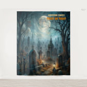 怖いハロウィーン墓地 タペストリー (正面)