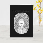 怖いハロウィーン少年の不気味なホラーアートグリーティング カード (黄色い花)