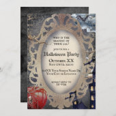 怖いハロウィーン雪ホワイトフェアワイタリーテーマ 招待状 (正面/裏面)