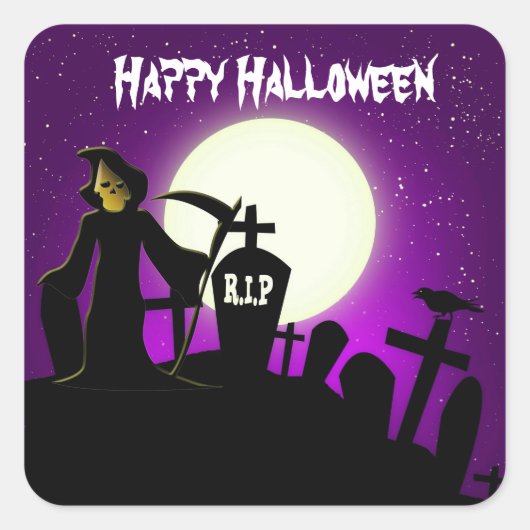 怖いハロウィーン スクエアシール (正面)