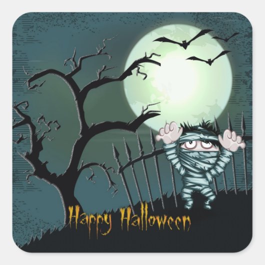 怖いハロウィーン スクエアシール (正面)