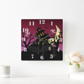 怖いハロウィーン スクエア壁時計 (ホーム)