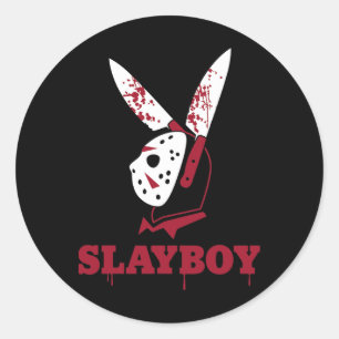 怖いハロウィーン ホラー スレイボーイ ホッケーマスク パロディ ラウンドシール