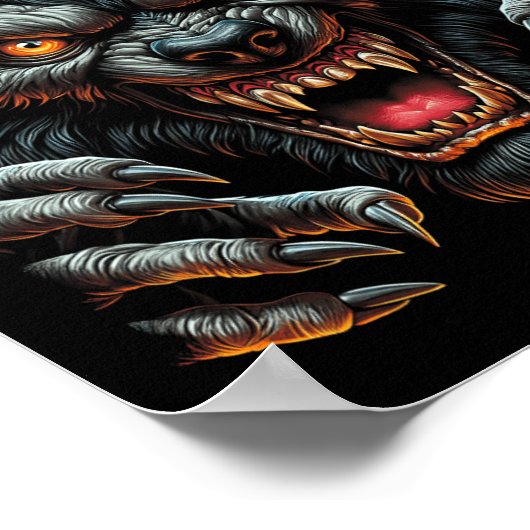 怖いハローウィンパーティの怒衣装は狼男 ポスター (角)