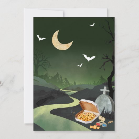 怖いハローウィンパーティ映画ナイトパーティー 招待状 (裏面)