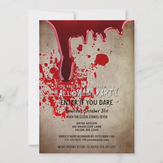 怖いハローウィンパーティ血ヴィンテージ紙 招待状 (正面)