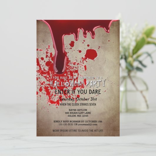 怖いハローウィンパーティ血ヴィンテージ紙 招待状 (スタンド正面)