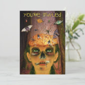 怖いハローウィンパーティ |ゾンビ脳のバグ不気味 招待状 (スタンド正面)