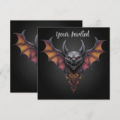 怖いバットの墨絵 招待状 (正面/裏面)