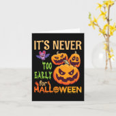 怖いバットパンプキン ハロウィンはまだ早すぎない カード (黄色い花)