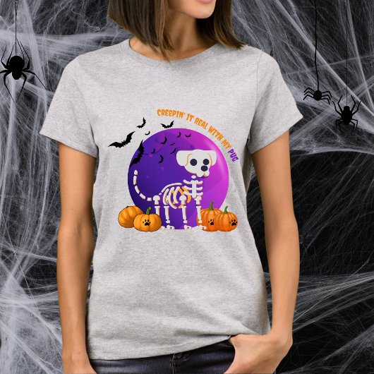 怖いパグハロウィーン満月Tシャツ Tシャツ