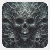 怖いパターン、スカル、暗いファンタジー スクエアシール (正面)