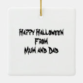 怖いパーソナライズされたクモのハロウィーン セラミックオーナメント (裏面)