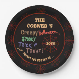 怖いパーソナライズされたハカラフルロウィーンスパイダーウェブ ペーパープレート