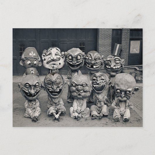 怖いビクトリアンカーニバルマスクヴィンテージはがき ポストカード (正面)