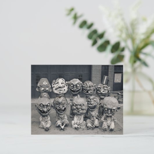 怖いビクトリアンカーニバルマスクヴィンテージはがき ポストカード (スタンド正面)