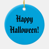 怖いビンテージのフクロウと銀青の水彩の月 セラミックオーナメント (裏面)