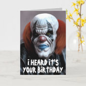 怖いピエロおもしろい誕生日寄り添いグリーティングカード カード (黄色い花)