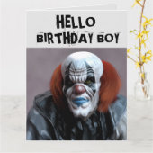 怖いピエロおもしろい誕生日少年オーバーサイズカード カード (黄色い花)