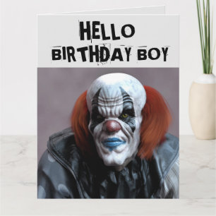 怖いピエロおもしろい誕生日少年オーバーサイズカード カード